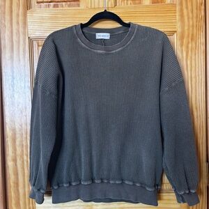 The Nines Distressed Waffle Knit Crewneck – Women’s Size Medium